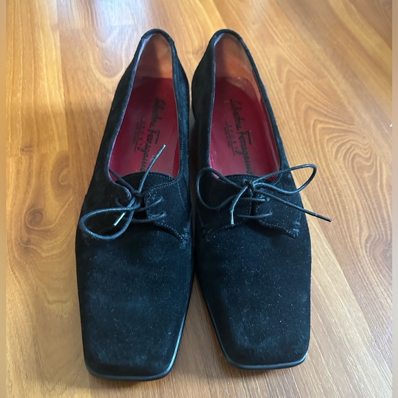 Salvatore Ferragamo Sport Laced Suede Leather Loafer, Black, US 81/2 - Picture 2 of 10